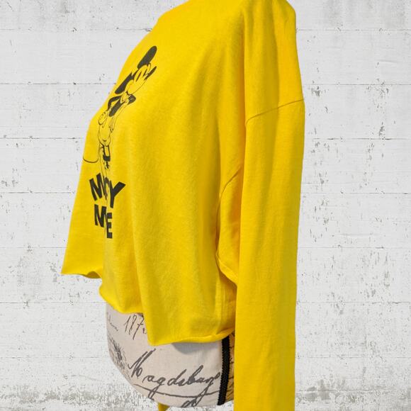 Disney Mickey Mouse Crop Tee, Long Sleeve Top Yellow NWOT, Size XL - Picture 2 of 5
